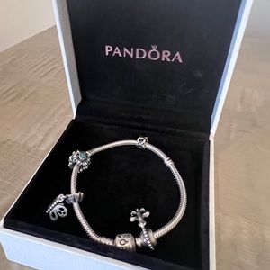 Pandora silver bracelet with charms